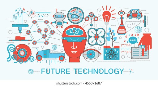 Modern Flat thin Line design Future science technology concept for web banner website, presentation, flyer and poster