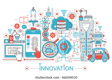 Modern Flat thin Line design Innovation concept for web banner website, presentation, flyer and poster