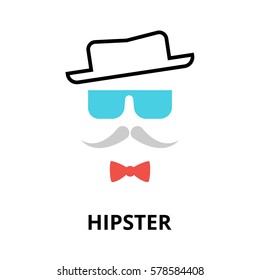 Modern flat thin line design vector illustration, icon of hipster image, for graphic and web design