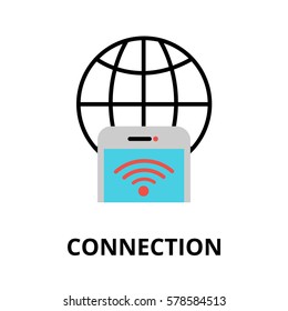 Modern flat thin line design vector illustration, concept of connection, for graphic and web design