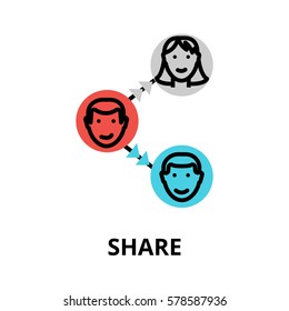Modern flat thin line design vector illustration, concept of share data, for graphic and web design