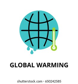 Modern flat thin line design icon, vector illustration, infographic concept of ecology and global warming for graphic and web design
