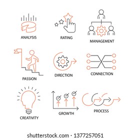 Modern Flat thin line Icon Set in Concept of Business and Human Management. Editable Stroke.