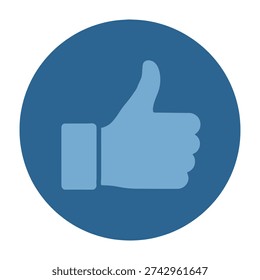 Modern flat thumb up icon symbolizes approval and positive feedback