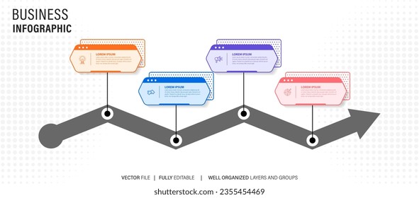 Modern flat timeline with colorful infographic templates icons
