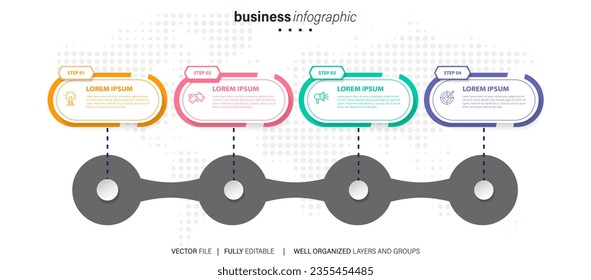 Modern flat timeline with colorful infographic templates icons
