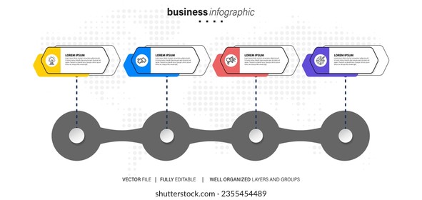 Modern flat timeline with colorful infographic templates icons
