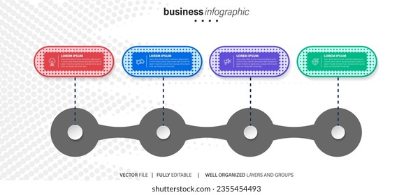 Modern flat timeline with colorful infographic templates icons
