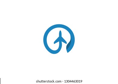 Modern Flat Travel Point With Plane  Logo design Concept