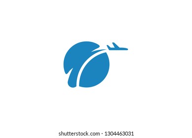 Modern Flat Travel Point With Plane  Logo design Concept