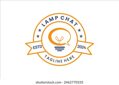 Modern Flat Unique bulb chat logo template and Minimalist lamp chat communication logo template design