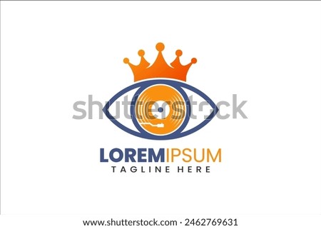 Modern Flat Unique king music eyes logo template and Minimalist song king logo template design