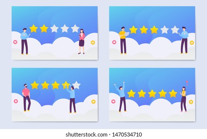 modern flat user rating illustration background set