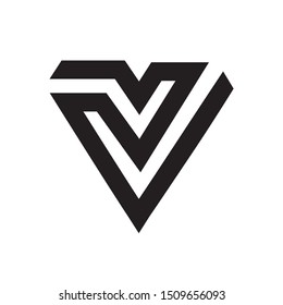 Modern flat V character logo emblem