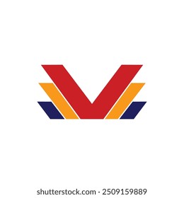 Idea moderna del diseño del logotipo de Flat V.