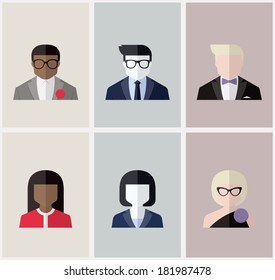 Modern flat vector avatars. Male and female user icons