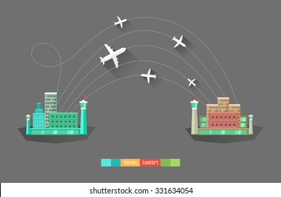 Modern Flat Vector Background Airports Airplanes Stock Vector (Royalty ...