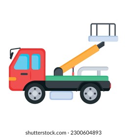 Modern flat vector of bucket truck 