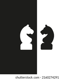 Modern flat vector chess knight icon with long shadow