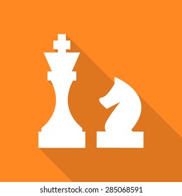 Modern flat vector chess knight icon with long shadow