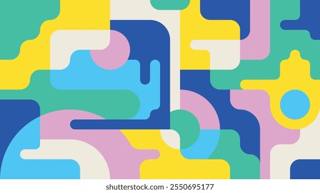 Moderno plano vetor fundo colorido. Ilustração abstrata, cibernética e orgânica com emaranhados de formas e cores brilhantes.