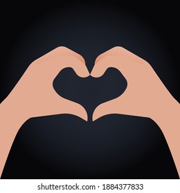Modern Flat Vector Concept Illustrations. Social Media Ads with Hand Gesture Heart Symbol. Poster Concept. Web Banner.