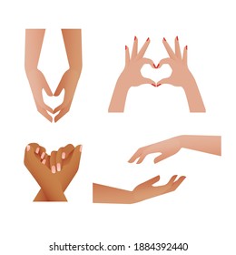 Modern Flat Vector Concept Illustrations. Social Media Ads with Hands of Different Race. Template.