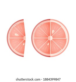 Modern Flat Vector Concept Illustrations. Sliced Grapefruit on Isolated Background. Template.