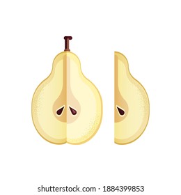 Modern Flat Vector Concept Illustrations. Sliced Pear on Isolated Background. Template.