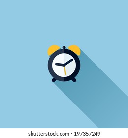 Modern flat vector icon of alarm clock
