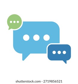 Icono de Vector plano moderno de burbujas de chat de colores. Este simbolo simple para la comunicacion, el dialogo y los medios sociales esta aislado, para el Web y el diseño App.