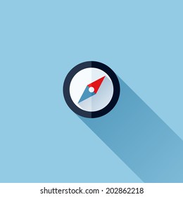Modern flat vector icon of compass