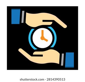 A modern flat vector icon featuring two protective hands surrounding a clock, symbolizing time management, productivity, scheduling, organization, business support, and efficient workflow. This clean, minimalist illustration is ideal for websites, mobile apps, presentations, dashboards, project management platforms, productivity tools, and corporate branding materials focused on planning, deadline management, and operational efficiency.

#TimeManagement #Productivity #Clock #Scheduling #Planning #Business #Workflow #Organization #Deadline #Efficiency #Vector #FlatDesign #Icon #Corporate #ProjectManagement #Office #Reminder #Strategy #TaskManagement #MinimalDesign