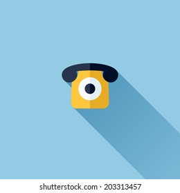 Modern flat vector icon of retro telephone