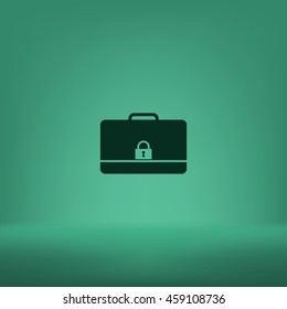 Modern flat vector icon of secured briefcase