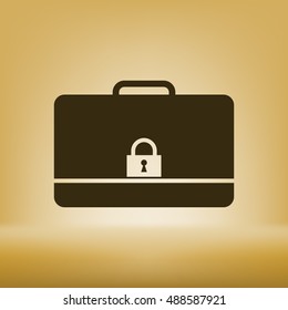 Modern flat vector icon of secured briefcase