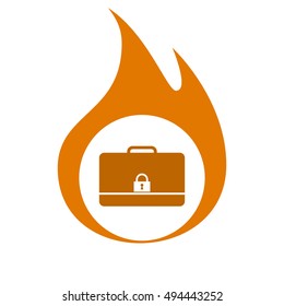 Modern flat vector icon of secured briefcase