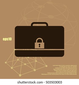 Modern flat vector icon of secured briefcase