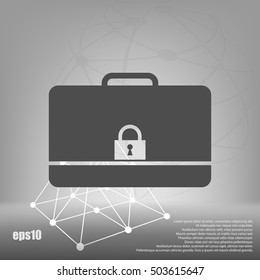 Modern flat vector icon of secured briefcase