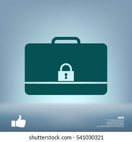 Modern flat vector icon of secured briefcase