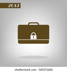 Modern flat vector icon of secured briefcase