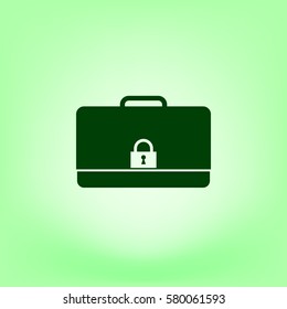 Modern flat vector icon of secured briefcase