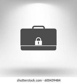 Modern flat vector icon of secured briefcase