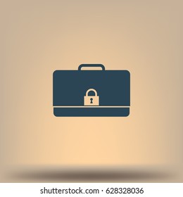 Modern flat vector icon of secured briefcase