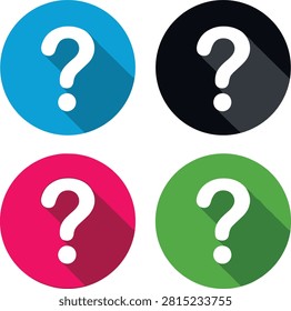 Modern flat vector icon set featuring colorful question mark symbols inside circular buttons. Ideal for FAQ sections, customer support, help centers, troubleshooting, information services, quizzes, education, user interfaces, websites, mobile apps, and presentation designs.

#QuestionMark #FAQ #HelpIcon #Support #CustomerService #Information #UIIcons #VectorIllustration #FlatDesign #ColorfulIcons #WebDesign #AppDesign #KnowledgeBase #GraphicDesign #AdobeStock #StockIllustration #MinimalDesign #IconSet #Inquiry #HelpCenter
