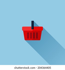 Modern flat vector icon of shopping basket