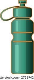 Icono de Vector plano moderno de una botella de agua de gimnasio verde azulado con contornos naranjas, tapón de rosca y bucle mosquetón. Perfecto para gráficos de fitness, recordatorios de hidratación, App deportivos, carteles de entrenamiento, diseños de estilo de vida saludable y temas de aventuras al aire libre.