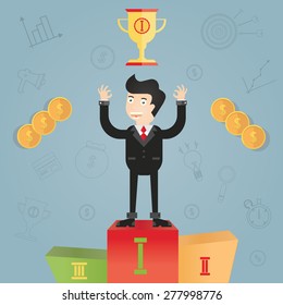 modern flat vector illustration of a business champion
