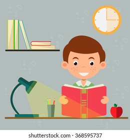 Modern flat vector illustration of cartoon boy