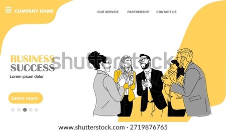 Modern flat vector illustration of a diverse business team applauding success, designed for corporate websites, startups, and marketing landing pages.